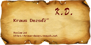 Kraus Dezső névjegykártya